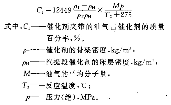 油氣對催化劑的質(zhì)量百分率